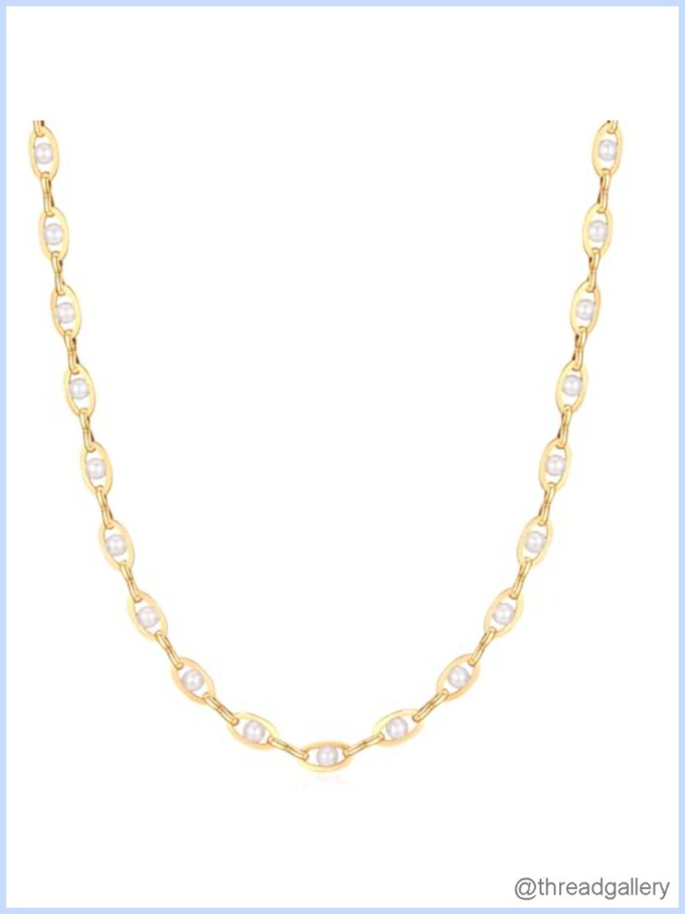 18K Gold Plated Pearl Beaded Chain Necklace Dainty Women's Jewelry Gift